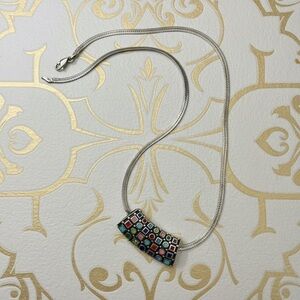 Necklace w:Multi stone 925 stamped Charm​​​